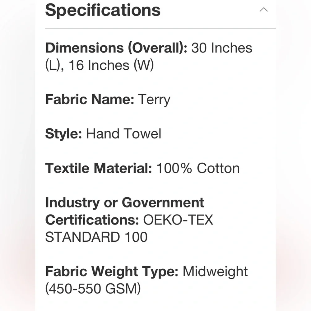 PARACHUTE NWT terry dot hand towel -parchment